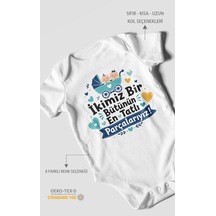 Morivokids İkimiz Bir Bütünün Yazılı Kısa Kollu Bebek Body %100 Pamuk Beyaz