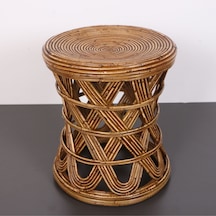 Şölen 40x36 Cm Doğal Kubu Rattan Sehpa & Tabure- Antik Renk Bej