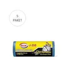 J-350 Jumbo Boy Çöp Torbası 80 X 110 Cm 10 Lu Rulo X 5 Paket 50 Adet Mavi