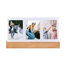 Instax Mini Led Işıklı 3'lü Ahşap Fotoğraf Çerçevesi Açık Bej