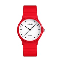 Erkekler/kadınlar İçin Silikon Bantlı Basit Tasarım Analog Saati Öğrenci Saatleri Altın