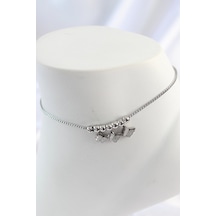 Ceylan Adam 316l Çelik Gümüş Renk Simli Kelebek Model Kadın Halhal Çok Renkli