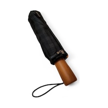 Baginn 10 Telli Tam Otomatik Şemsiye Ahşap Saplı 33 Cm Boy 105 Cm Çap Rainwalker Siyah Renk 001