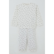Breeze Kız Bebek Pijama Takımı Omuzdan Patlı Mini Çiçek Desenli 4 Ay-1 Yaş, Beyaz Beyaz