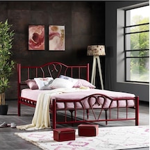 Argimo Orkide Çift Kişilik Ferforje Metal Karyola 180 x 200 Bordo