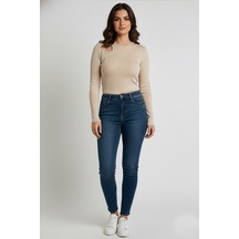 Bisiklet Yaka Cut Out Kesimli Taşlı Fitilli Kaşkorse Bluz - Krem Çok Renkli