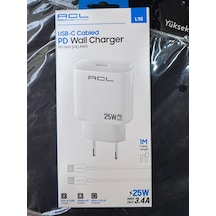 Acl L15 25w Pd Hızlı Şarj Aleti + 1 Metre Usb-c Kablo Seti - Lisinya Beyaz