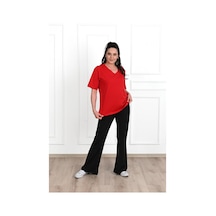 Kadın V Yaka Basic Büyük Beden T-shirt 1297-22 001