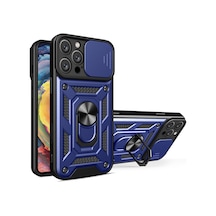 Apple iPhone Uyumlu  16 Pro Max Kılıf Pars Lens Yüzüklü Silikon -  Lacivert