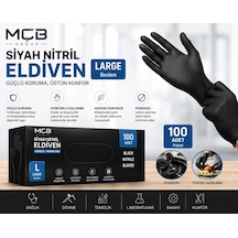 Mçb Group Pudrasız Nitril Eldiven Large Siyah 100'lü
