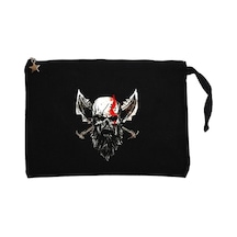 God Of War Skull Kratos Siyah Clutch Astarlı Cüzdan / El Çantası Siyah