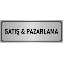 Metal Yönlendirme Levhası, Departman Kapı İsimliği Satış & Pazarlama 10x20 cm Gümüş Renk