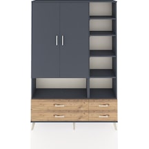 Arges Dolap 10 Raflı 4 Çekmeceli 2 Kapaklı 132x30x195 Antrasit-antrasit/çam Antrasıt/atlas Çam