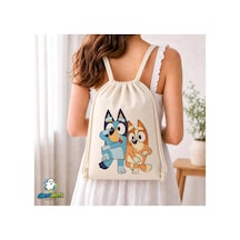 Ghostbastır Design Bluey Büzgülü Keten Çanta C039 Bej