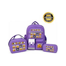 Lisanslı Okul Çantası Set Sırt Çantası, Beslenme Çantası Ve Lila