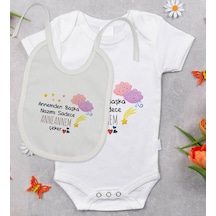 Bitmeyenkartus Bk Kids Anneannem Tasarımlı Bebek Body Zıbın Ve Mama Önlüğü Hediy Çok Renkli
