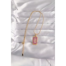 316l Çelik Gold Renk Mor Mineli El Figür Tarot Kolye - Lisinya