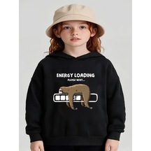 Uyguntarz Tembel Animal Baskılı Oversize Çocuk Sweatshirt Siyah Uyguntarz Tembel Animal Baskılı Oversize Çocuk Sweatshirt Siyah