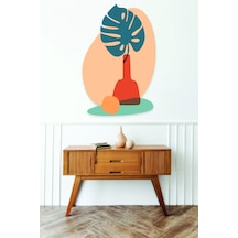 Bohem Tarz Saksı Ve Yaprak Duvar Sticker 70x50 Cm