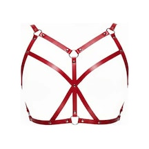İkikareshop Kırmızı Göğüs Harness Deri Çapraz Bantlı O Halka Detaylı - Brf247 Çok Renkli