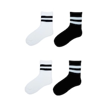 4Lü Unisex Çizgili Kısa Çorap Pamuklu Tenis Ekonomik