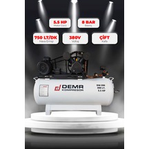 Demr Kompresör Pistonlu 300 LT 2 Kafa 8 Bar 5.5 HP IDM290 Hava Kompresörü