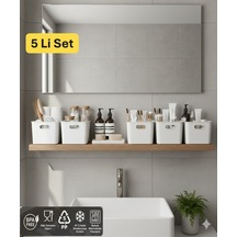 Bath 5 Adet Banyo Düzenleyici Organizer Beyaz Renk Plastik Çok Amaçlı Dolap Düzenleyici Plastik 25 X Diğer