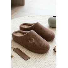Modafrato Velvet Erkek Ev Terliği Ses Yapmayan Taban Yünlü Terlik Kahve