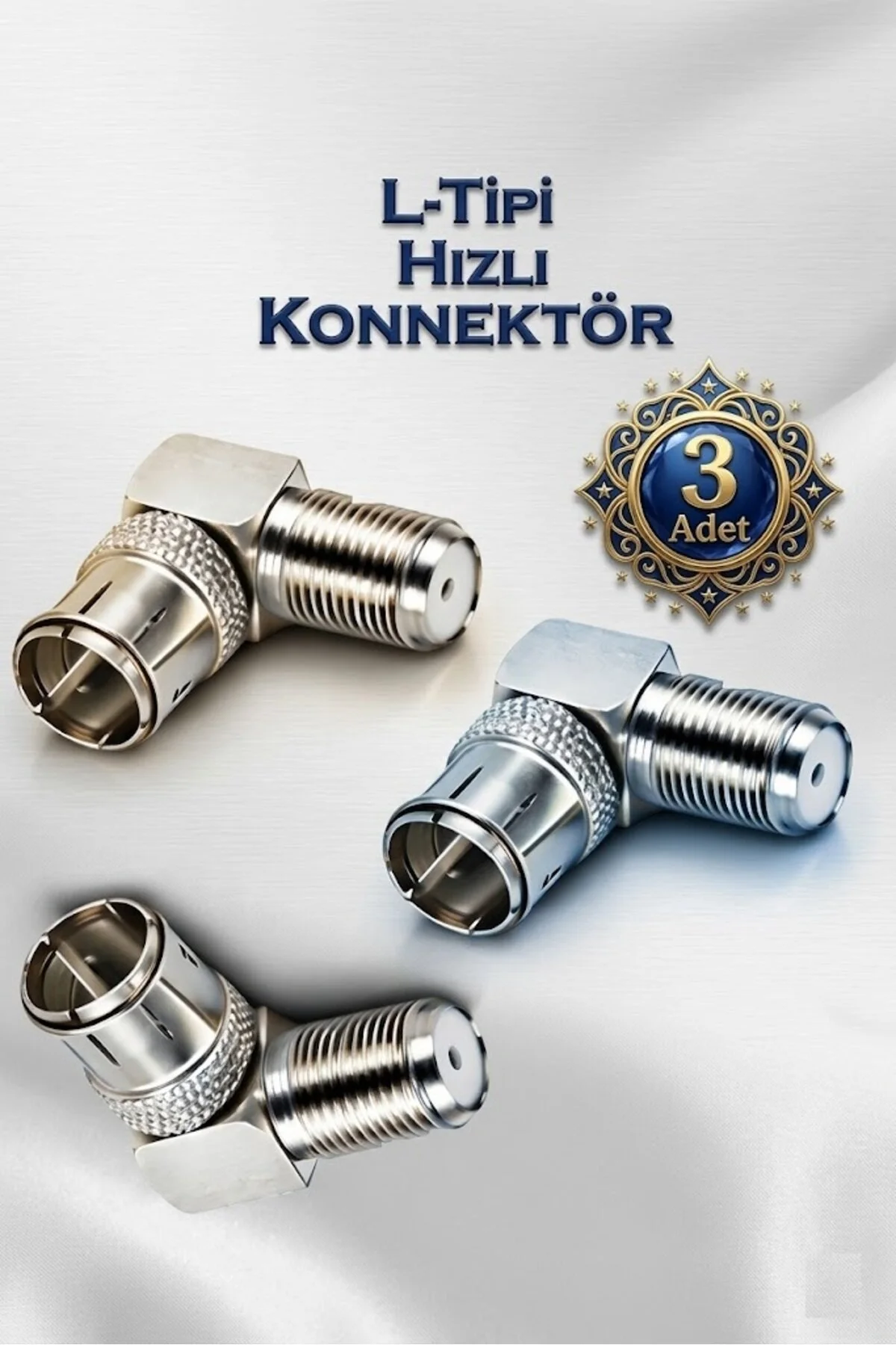 3 Adet F Konnektör L Fiş Quick Geçişli L Tip 90 Derece F Hızlandırıcı 90 Derece Anten Başlığı Quick Fiş Için F Connektör 3 Tane Rg6 Rg5 Geçmeli Adaptör
