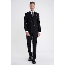 Efor Slim Fit Çift Yırtmaç %95 Pamuk Siyah Çizgili Kruvaze Takım Elbise Tk 945 Efor Slim Fit Çift Yırtmaç %95 Pamuk Siyah Çizgili Kruvaze Takım Elbise Tk 945