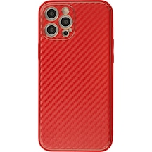Apple Uyumlu iPhone 12 Pro Kılıf Coco Karbon Silikon Kırmızı\