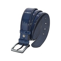 Süzer Deri Lacivert Rugan Suni Deri Dikişli 4 Cm.lik Klasik Kemer - 7400-95 Lacivert