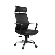 My7 Yönetici Makam - Ofis Müdür - Büro - Çalışma Koltuğu Siyah Renk Krom Ayaklı Siyah