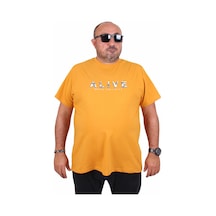 Moc Grande Mocgrande Erkek Büyük Beden Sıfır Yaka Tişört Alive 25187 Hardal Hardal