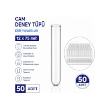 12x75 Mm Cam Deney Tüpü Dibi Yuvarlak 50 Adet Laboratuvar Test Tüpü