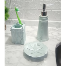 DENİZ FENERİ MAVİ MODEL 3 LÜ BANYO SETİ Mavi