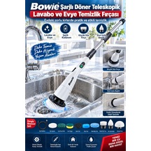 Bowie Şarjlı Döner Teleskopik Lavabo Ve Evye Temizlik Fırçası