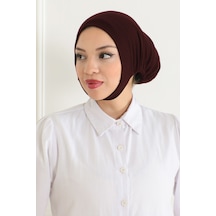 Kadın Tesettür Geniş Hacimli Pratik Ense Ve Çene Altından Geçmeli Kaymayan Çeneli Bone Kahverengi Kahverengi