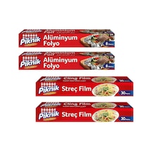 Piknik Alüminyum Folyo 8 M Ve Streç Film 30 M 4 Lü Karma Paket