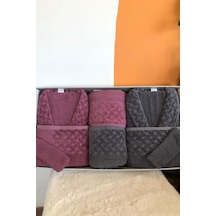 Şazeli 8 Parça Aile Bornoz Takımı Mürdüm Antrasit Mürdüm - Antrasit