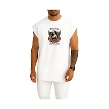 Bahriyeli Collection Oversize Mental Armor Street İcon Göğüs Baskılı Atlet Beyaz