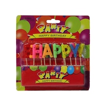 Kürdanlı Happy Birthday Yazılabilen Parti Mumu Çok Renkli