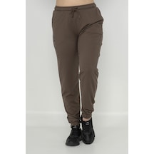 Maraton Sportswear Büyük Beden Kadın Lastik Paça Basic Kakao Eşofman Altı 21171-kakao Kahverengi