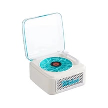 Nostalji Mini Plak Görünümlü Radyolu Bluetooth Hoparlör 3d Ses Dalgası Retro Müzik Plak Beyaz