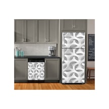Gümüş 3d Geometrik Buzdolabı Ve Bulaşık Makinesi Kaplama Sticker Folyo İkili Set