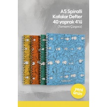 A5 Spiralli Kafalar Defter 40 Yaprak 4'lü Tamamı Çizgisiz