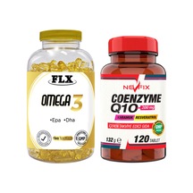 Omega 3 Balık Yağı 180 Softgel & Nevfix Coenzyme Q10 Koenzim Resveratrol Q10 Karamuk 120 Tablet
