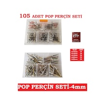 Perçin Seti-Çap 4 MM-Boy Çeşitli Pop Perçin 105 Parça