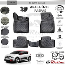Citroen C3 / 2016 Sonrası / Siyah / Rizline Paspas