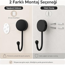 Lotus Siyah Tekli Askılık, Yapışkanlı Ve Vidalı Montajlı Duvar Askısı, Mat Siyah Statik Boyama, Banyo Mutfak Ve Antre İçin Çok Amaçlı Askı Diğer